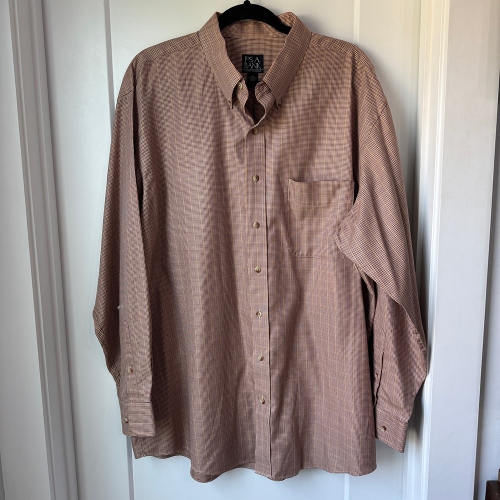 Jos. A. Bank Traveler’s Collection XL Men’s Check Button Down Shirt 100% Cotton